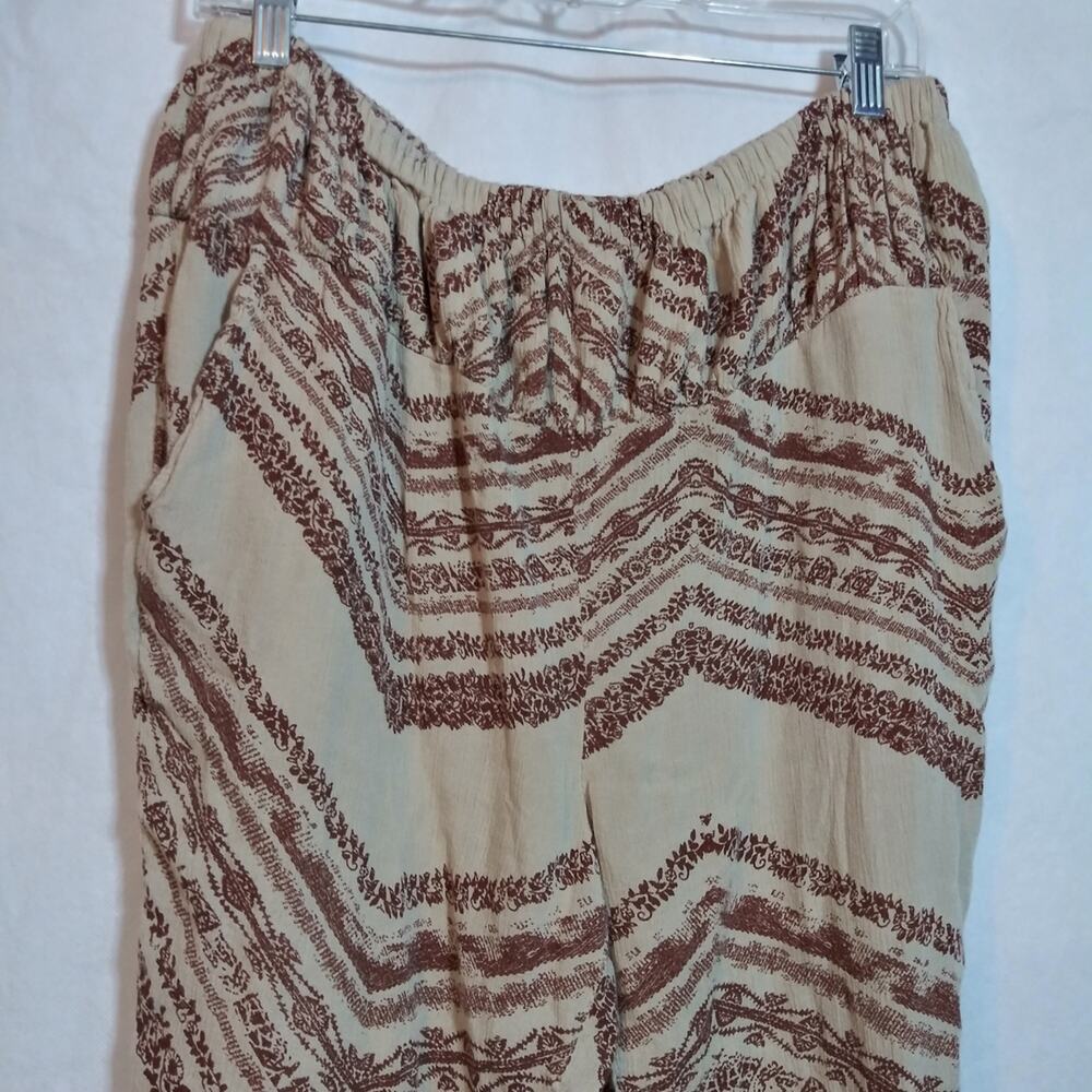 Free People Brown and Cream Patterned Harem Pants Size S - Picture 2 of 9